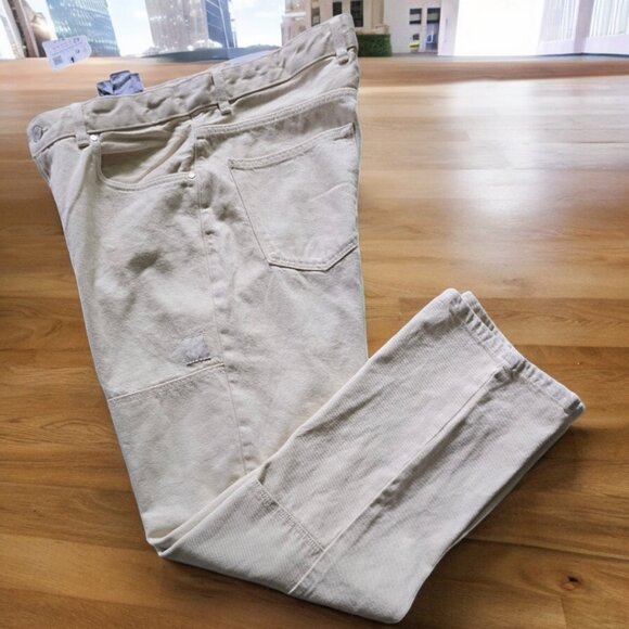 NWT ZARA Straight Fit Tan Denim Pants Size 42 Eur 32 US (see meas) - Picture 2 of 8